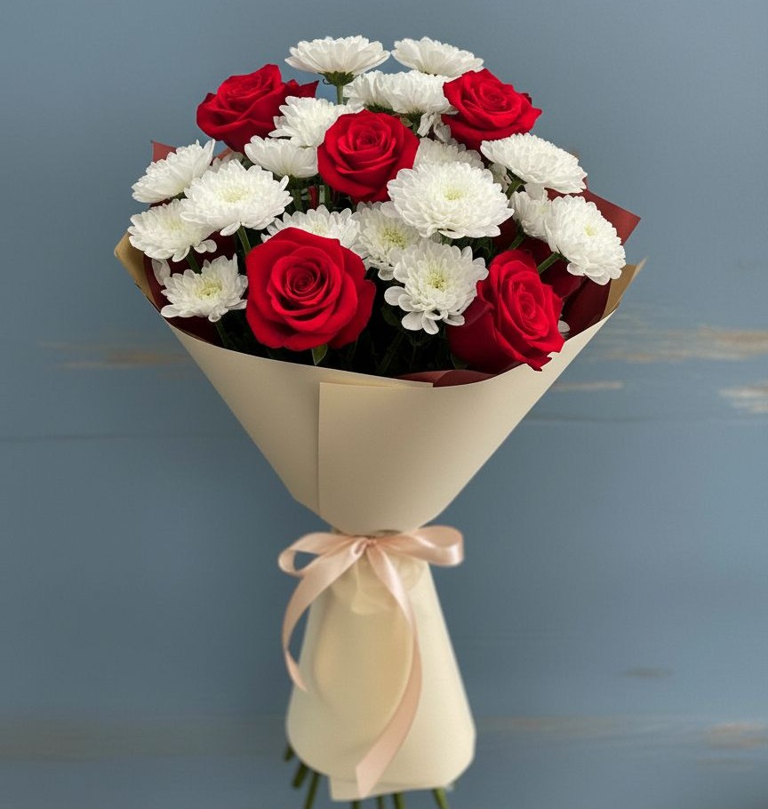 Букет цветов из: Розы и Хризантемы в Волоконовке