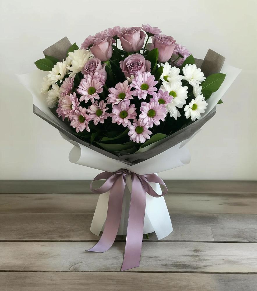 Букет цветов из: Хризантемы и Розы в Волоконовке