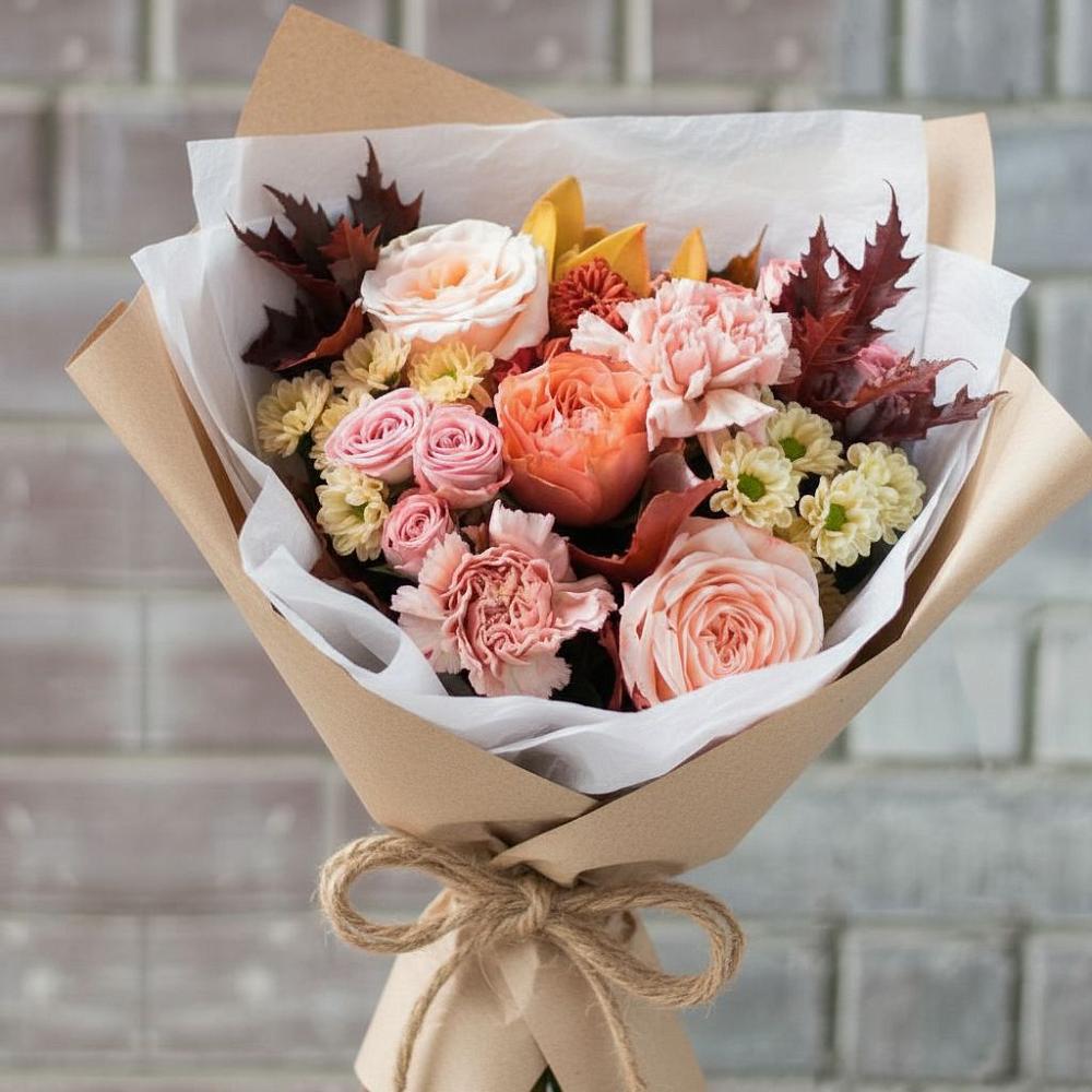 Букет цветов из: Гвоздики, Хризантемы и Розы в Волоконовке