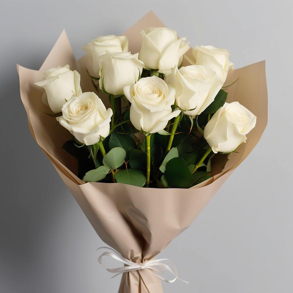 Букет 9 Белых роз Эдлесс Лав в Волоконовке