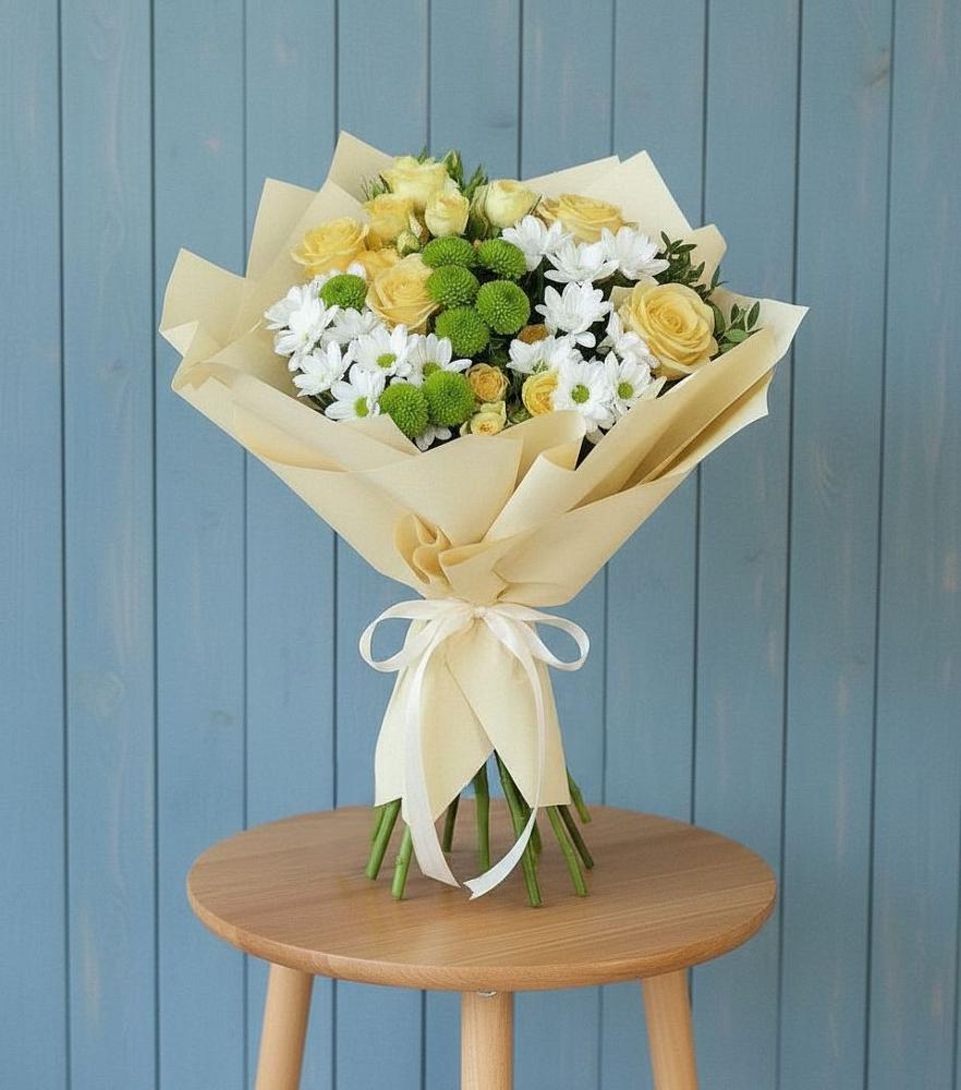Букет цветов из: Хризантемы и Розы в Волоконовке