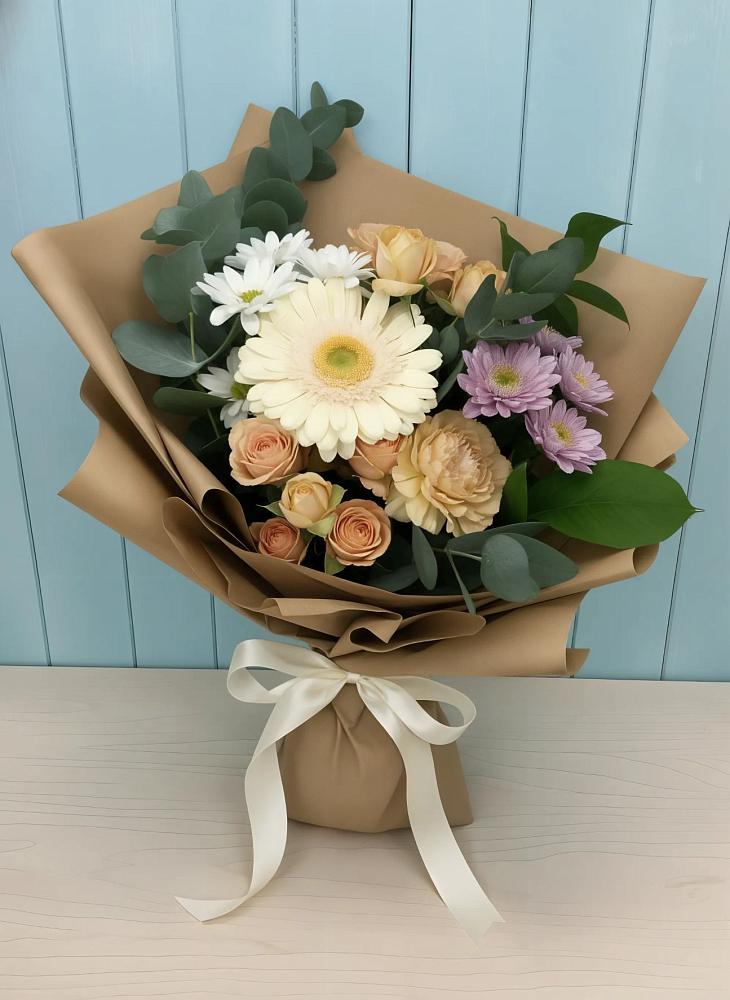 Букет цветов из: Герберы и Хризантемы в Волоконовке