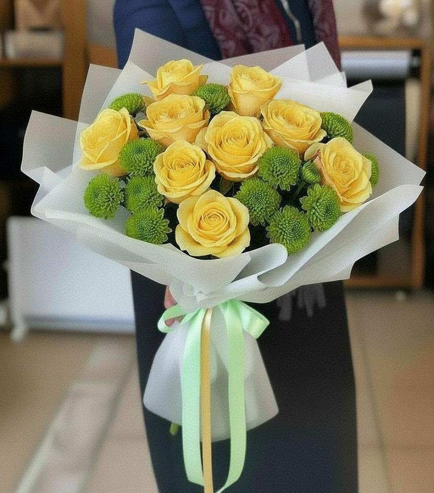 Букет цветов из: Хризантемы и Розы в Волоконовке