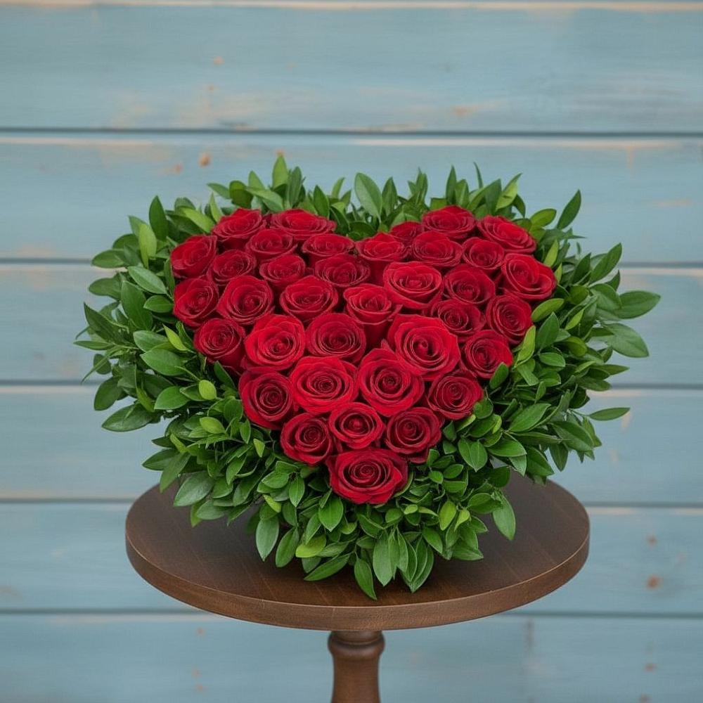 Цветочная композиция из Розы в виде сердца в Волоконовке