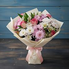 Букет цветов из:  Хризантемы, Альстромерии и Розы в Волоконовке