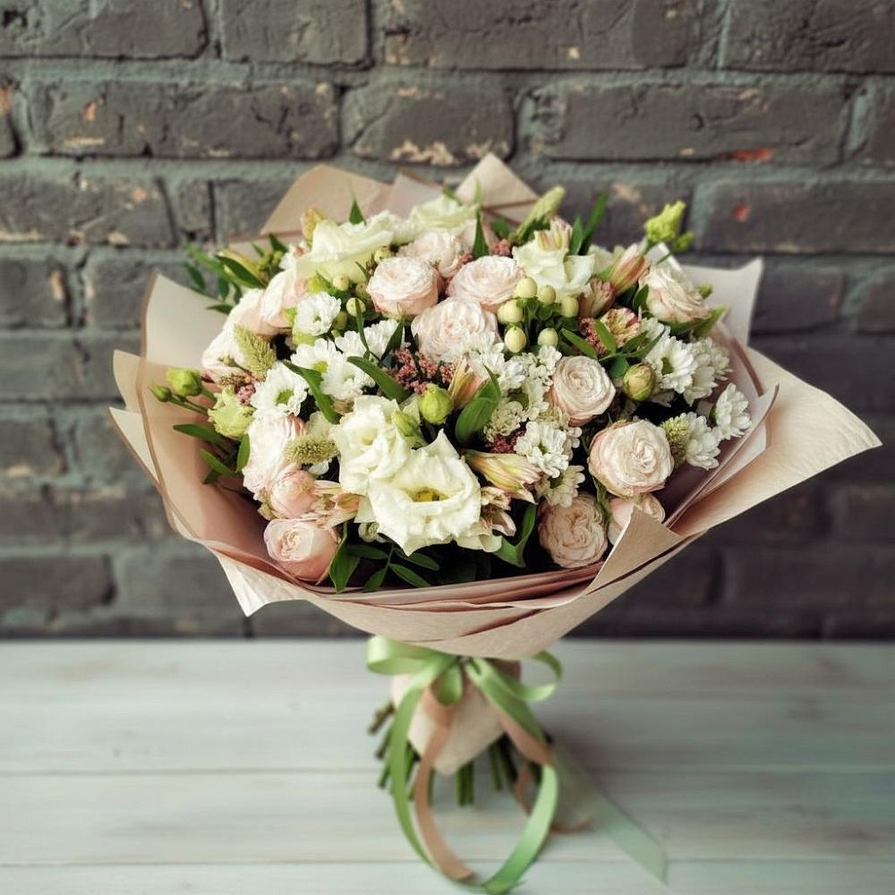 Букет цветов из: Альстромерии, Розы и Хризантемы в Волоконовке