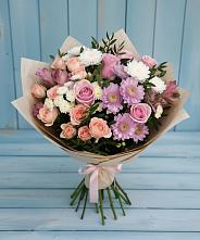 Букет цветов из:  Хризантемы, Розы и Альстромерии в Волоконовке