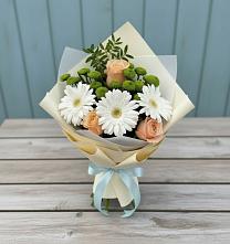 Букет цветов из:  Герберы, Розы и Хризантемы в Волоконовке